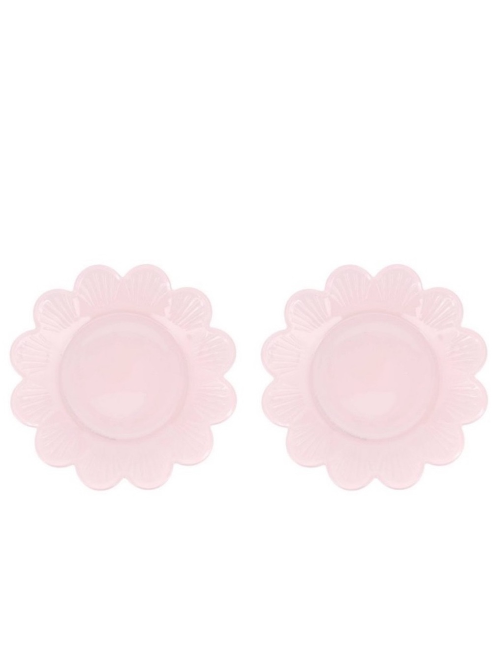 New Target Bullseye Playground Set of 2 Pink Glass Flower-Shaped Plates Spring